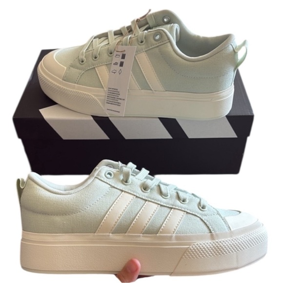 NWT Adidas Bravada 2.0 Platform Pistachio Linen Green White Sneakers Sz 8 - Picture 6 of 9